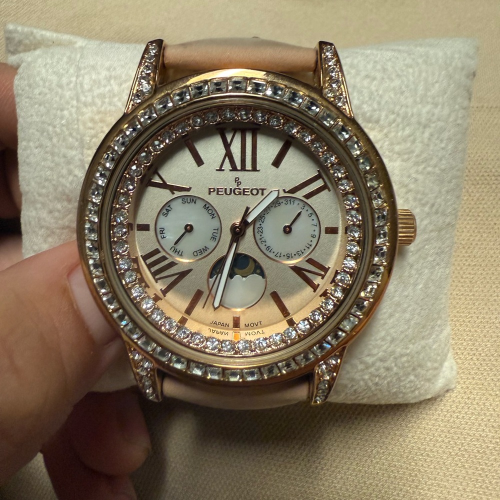 Peugeot Women's Gold Watch with Crystal Accents